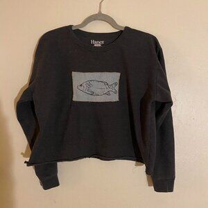 Women's Grey and Black Sweatshirt